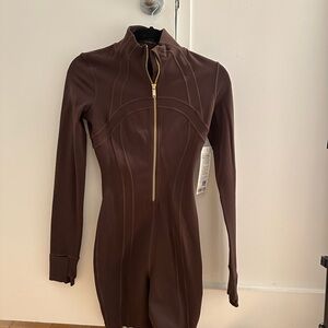 Lululemon Brown Long Sleeve Zip-Up Bodysuit